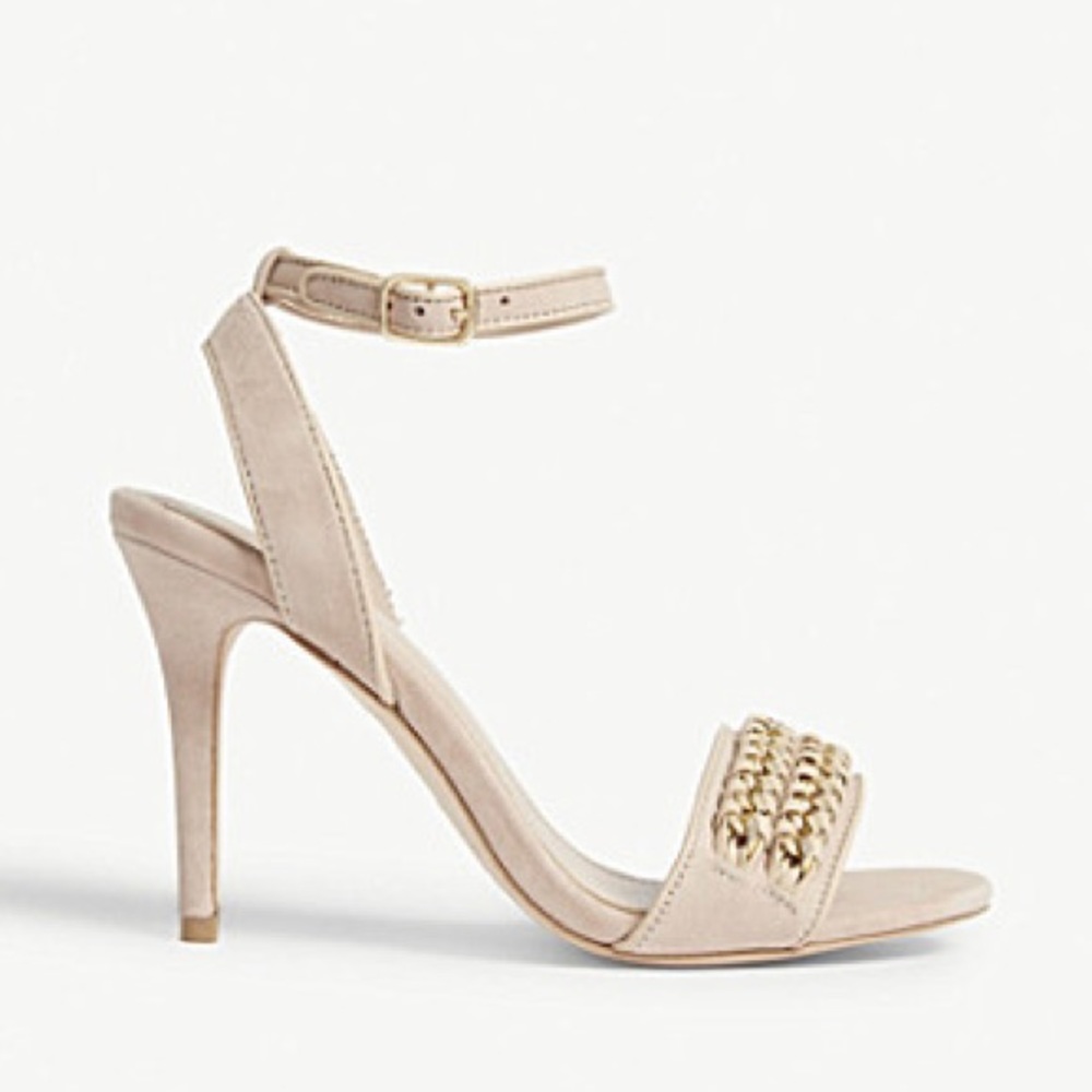 Sandro chain strap suede nude sandals worn once 6